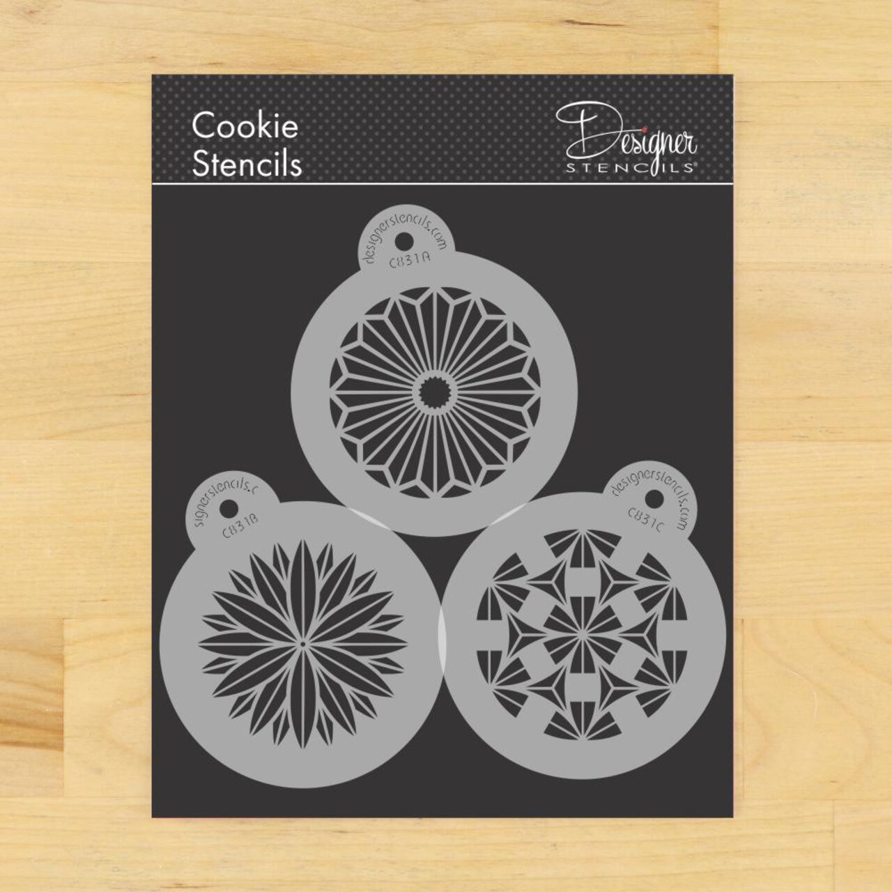 Retro Circle Cookie Stencil Set | C831 by Designer Stencils | Cookie Decorating Tools | Baking Stencils for Royal Icing, Airbrush, Dusting Powder | Reusable Plastic Food Grade Stencil for Cookies | Easy to Use & Clean Cookie Stencil